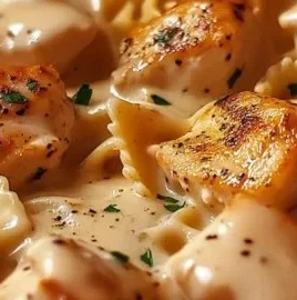 Creamy Marry Me Chicken Bowtie Pasta served on a plate with fresh herbs
