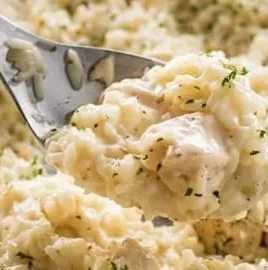 Creamy Parmesan One Pot Chicken and Rice dish