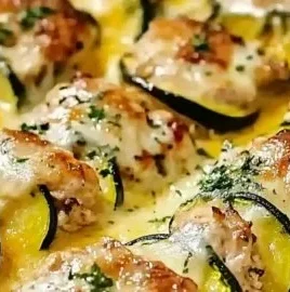 Delicious chicken zucchini bake, a comfort food dish with tender chicken and zucchini.