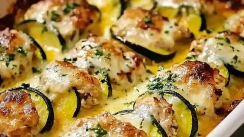 Delicious chicken zucchini bake, a comfort food dish with tender chicken and zucchini.
