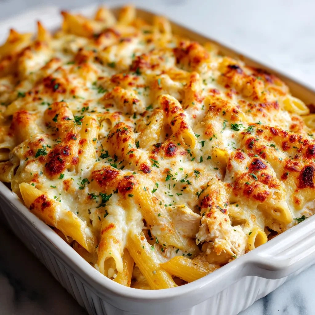 Garlic Parmesan Chicken Pasta Bake: A Cozy Dinner Delight!