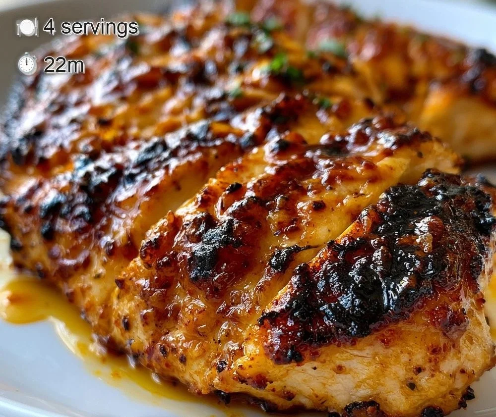 Juicy grilled chicken served on a plate with fresh herbs and spices