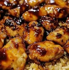 Delicious Honey BBQ Chicken served with rice in a one-pan dish