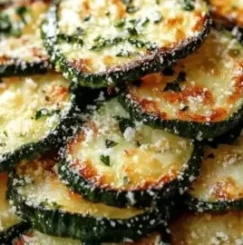 Roasted garlic parmesan zucchini garnished with herbs on a plate