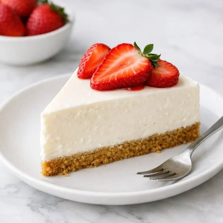 Delicious no-bake cheesecake topped with fresh berries