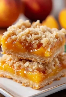 Delicious Peach Crumb Bars with fresh peaches and crumb topping