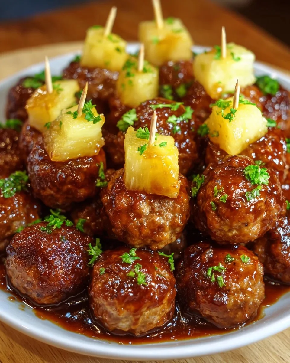 Pineapple Brown Sugar Meatball Bites
