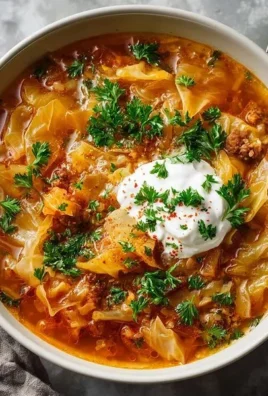 Bowl of Polish cabbage soup garnished with fresh herbs