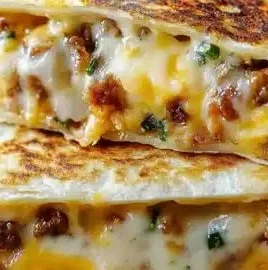 Easy breakfast crunchwrap filled with eggs, cheese, and veggies