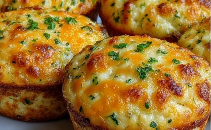 Savory cottage cheese muffins fresh out of the oven on a cooling rack