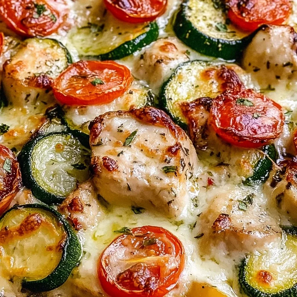 Sheet Pan Mediterranean Chicken and Zucchini cooked on a tray