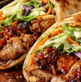 Delicious teriyaki chicken wrap ready to eat