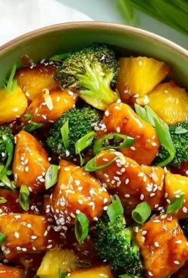 Teriyaki Sheet Pan Pineapple Chicken with Broccoli on a table