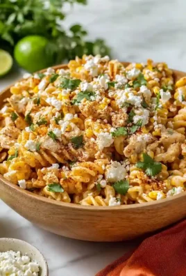 Zesty Mexican Street Corn Chicken Pasta Salad with vibrant ingredients and colors